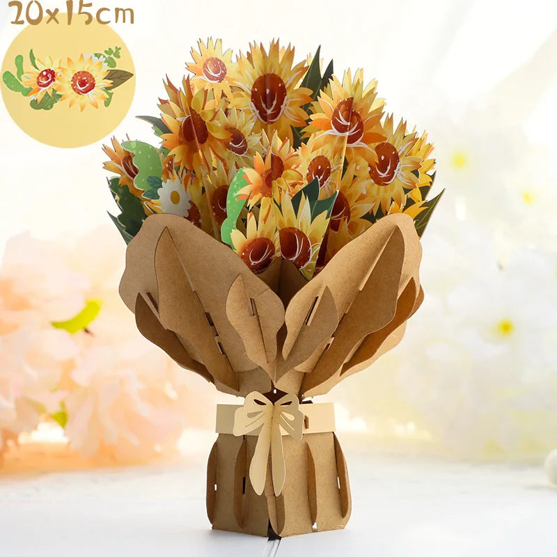 3D Pop-Up Flower Greeting Card – Romantic Valentine & Special Occasion Card