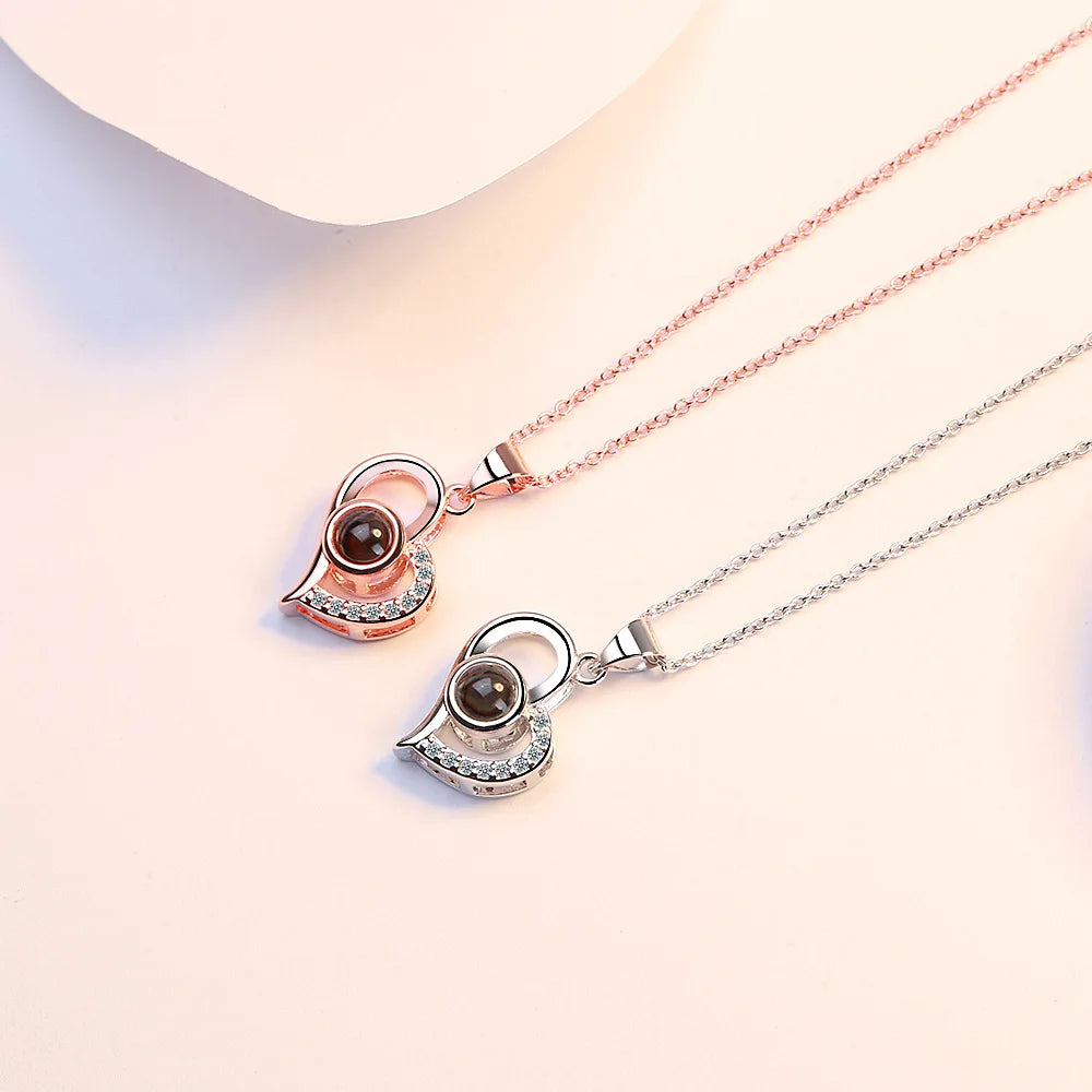 100 Languages “I Love You” Projection Necklace with Rose Gift Box