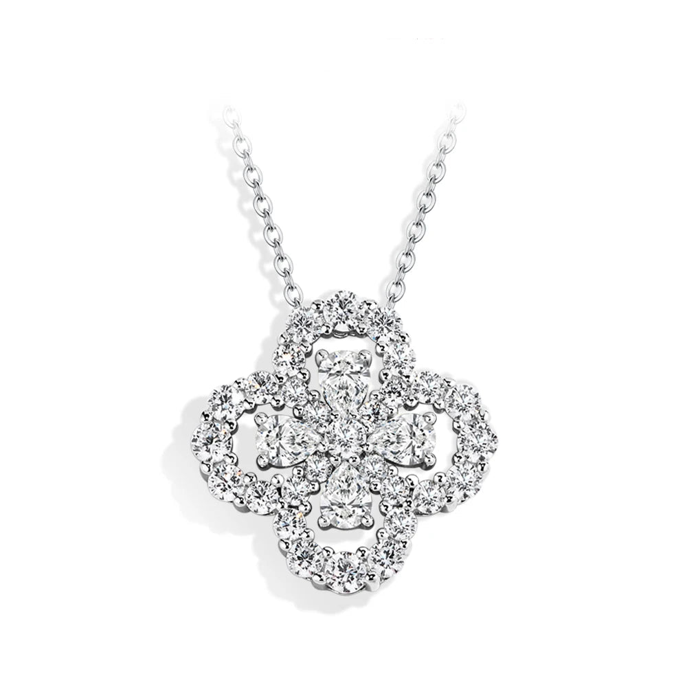 D-Color VVS1 Moissanite Pendant Necklace — 925 Sterling Silver, Rhodium-Plated (Certified)