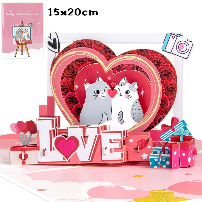3D Pop-Up Flower Greeting Card – Romantic Valentine & Special Occasion Card
