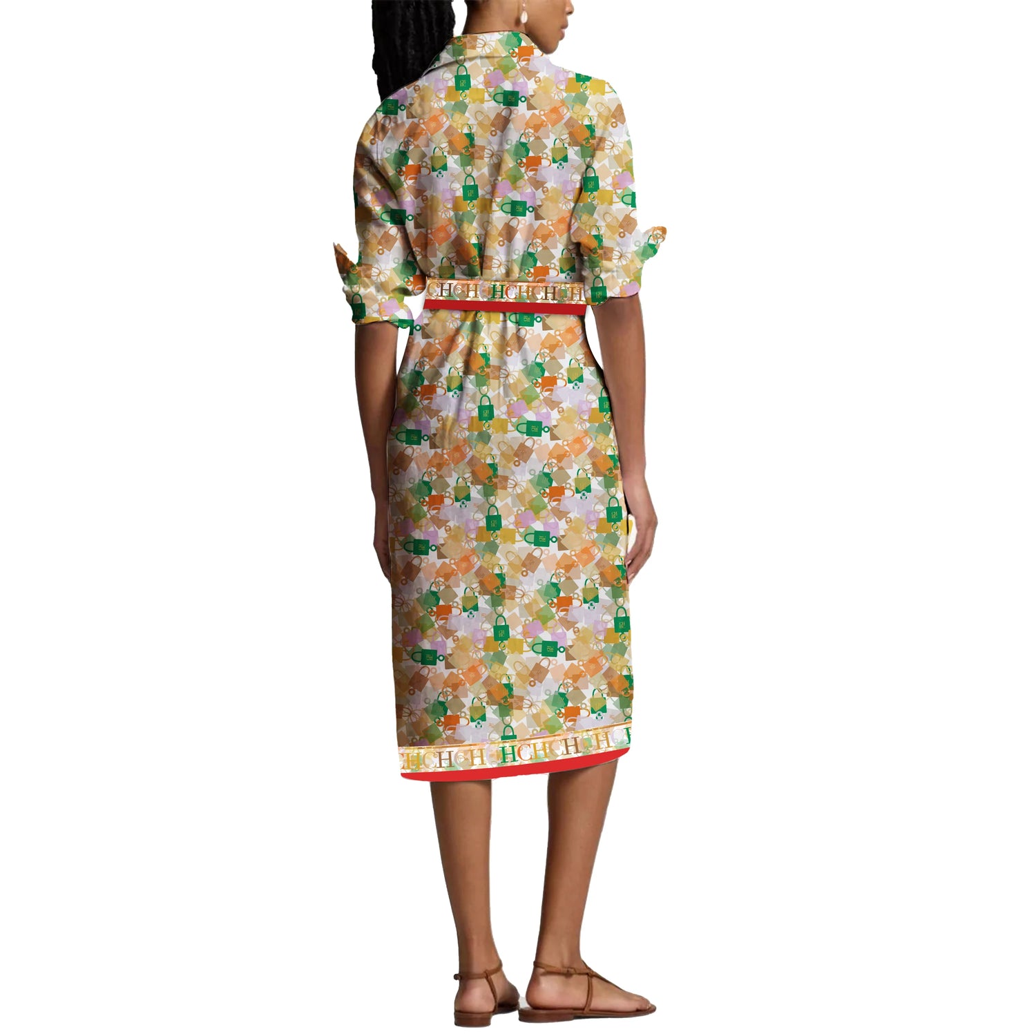 CHCH Printed Midi Shirt Dress – Elegant Summer Casual Dress