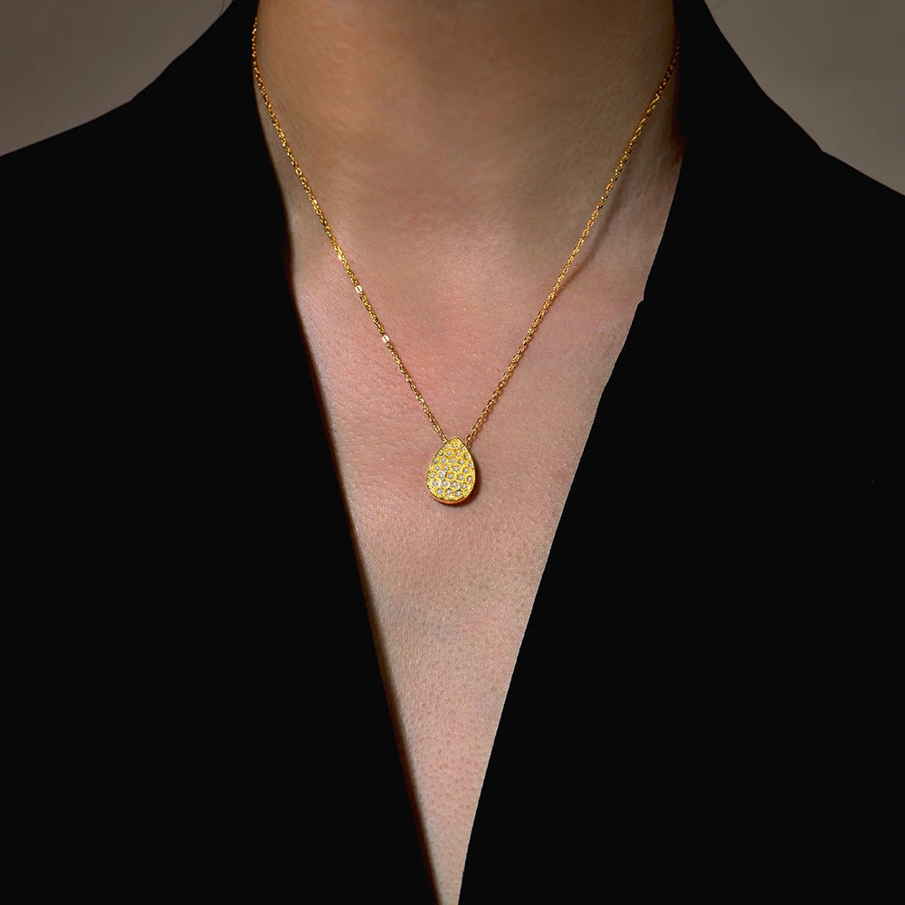 Pear-Cut Moissanite Pendant Necklace — D Color VVS1, 925 Sterling Silver (Certified)