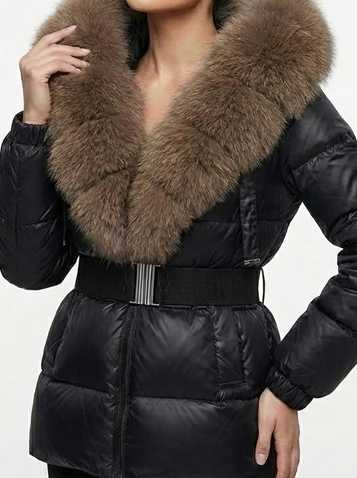 Signature Hooded Down Puffer Jacket with Detachable Fur-Trim Collar