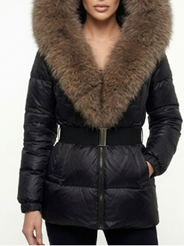 Signature Hooded Down Puffer Jacket with Detachable Fur-Trim Collar