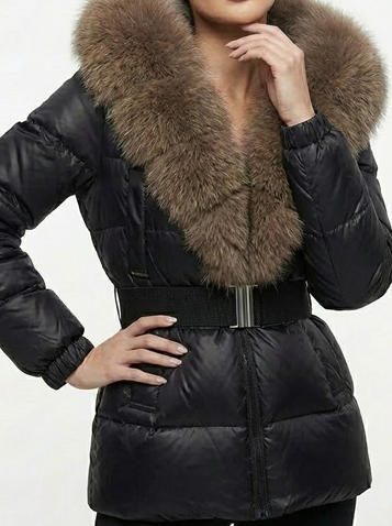 Signature Hooded Down Puffer Jacket with Detachable Fur-Trim Collar