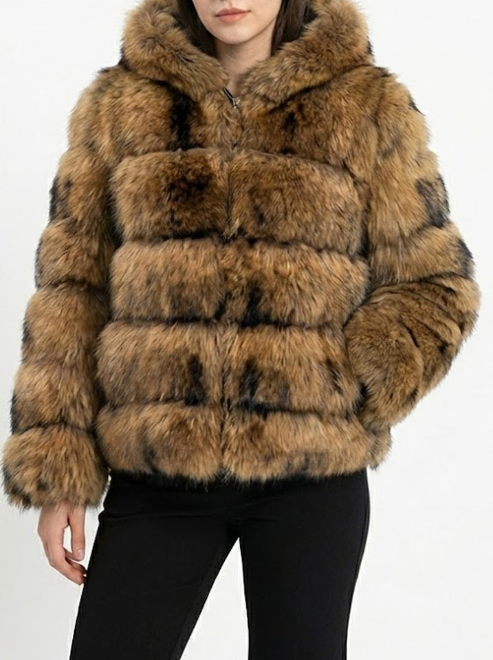 Signature Luxe Faux-Fur Hooded Coat