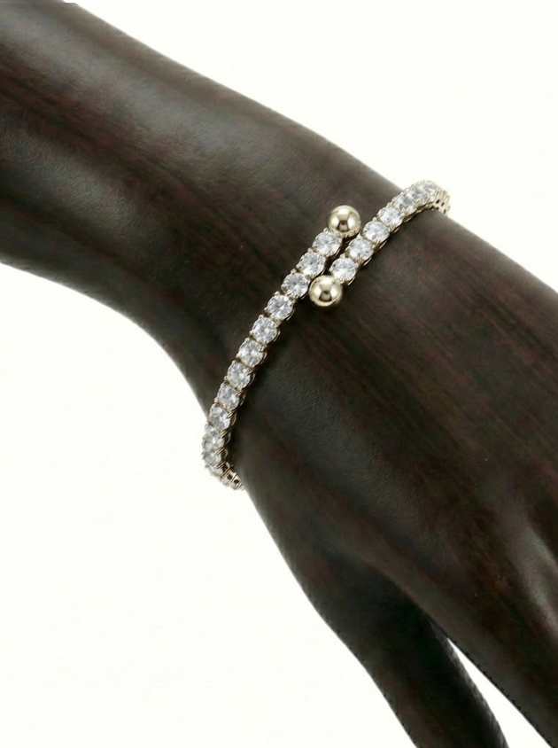 Luxe Spark Adjustable Rhinestone Bracelet – Elegant Statement Wristband