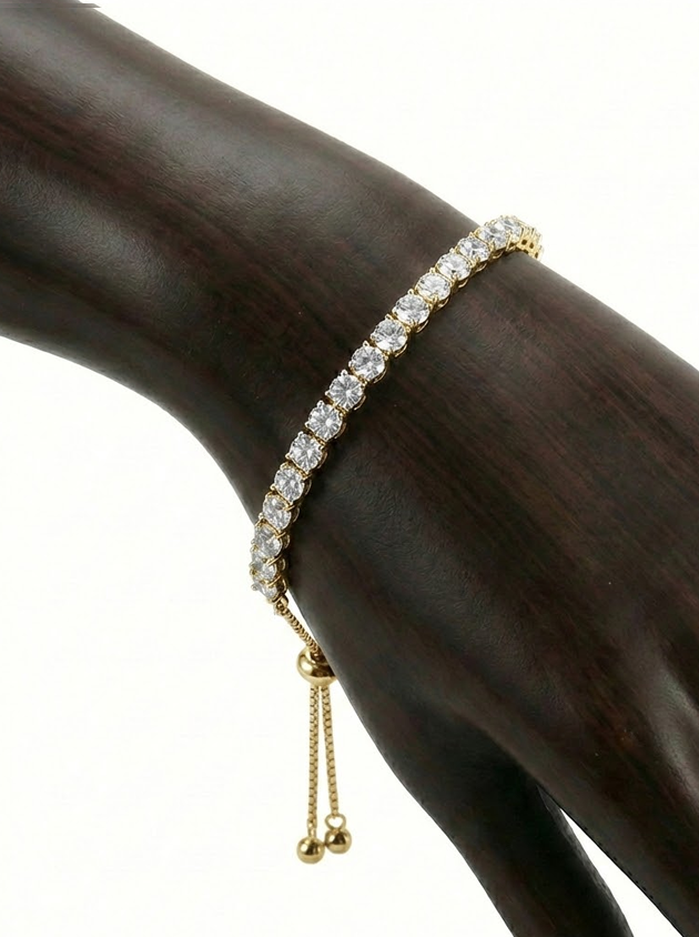 Luxe Spark Adjustable Rhinestone Bracelet – Elegant Statement Wristband
