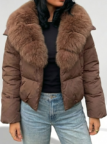 Signature Down Puffer Jacket with Detachable Fur Collar
