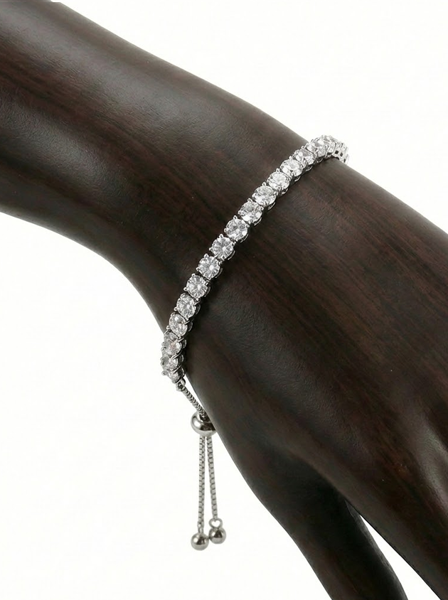 Luxe Spark Adjustable Rhinestone Bracelet – Elegant Statement Wristband
