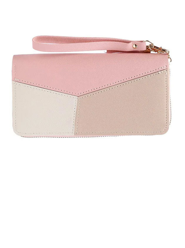 Luna Panelled Long Zipper Wallet – Color-Block Card & Coin Purse